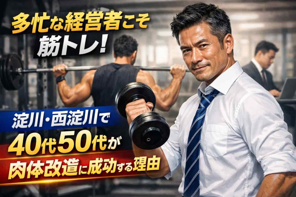 淀川区・西淀川区の経営者向けパーソナルジムで肉体改造に成功する40代50代男性のイメージ